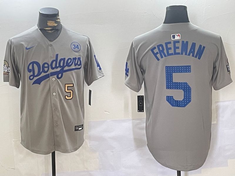 Men Los Angeles Dodgers #5 Freeman Grey Game 2024 Nike MLB Jersey style 11201->los angeles dodgers->MLB Jersey
